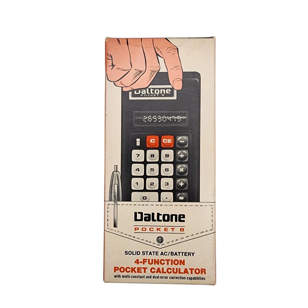 Very Rare Daltone Pocket 8 Calculator Vintage 1970s Boxed Working Retro Tech